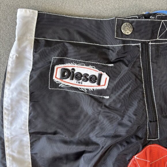 Diesel Beachwear BMBX Ronny Swim Shorts Trunks Mens S Black Orange Nylon Pocket - Picture 2 of 14